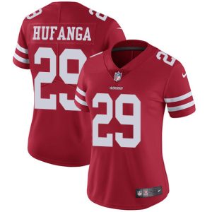 49ers #29 talanoa hufanga red team color women's stitched nfl vapor untouchable limited elite jersey