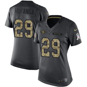 49ers #29 Talanoa Hufanga Black Women's Stitched NFL Limited 2024 Salute to Service Jersey