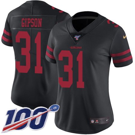 49ers #31 Tashaun Gipson Black Alternate Women's Stitched NFL 100th Season Vapor Limited Jersey