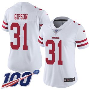 49ers #31 Tashaun Gipson White Women's Stitched NFL 100th Season Vapor Limited Jersey