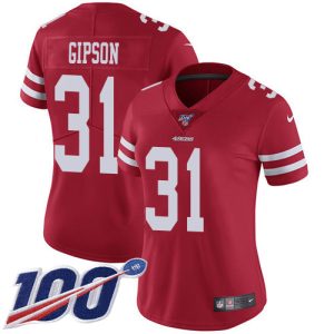 49ers #31 tashaun gipson red team color women's stitched nfl 100th season vapor limited elite jersey