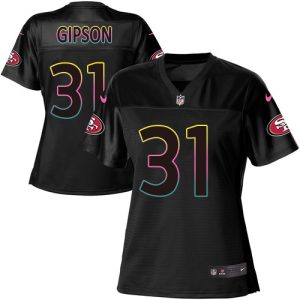 49ers #31 Tashaun Gipson Black Women's NFL Fashion Game Jersey