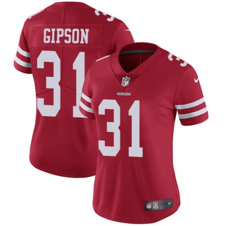 49ers #31 Tashaun Gipson Red Team Color Women's Stitched NFL Vapor Untouchable Limited Jersey