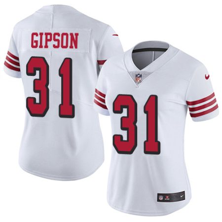 elite 49ers #31 Tashaun Gipson White Rush Women's Stitched NFL Vapor Untouchable Limited Jersey