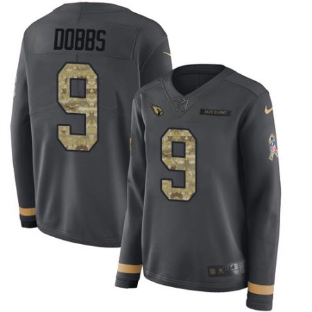 Cardinals #9 Joshua Dobbs Anthracite Salute to Service Women's Stitched NFL Limited Therma Long Sleeve Jersey