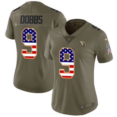 Cardinals #9 Joshua Dobbs Olive/USA Flag Women's Stitched NFL Limited 2024 Salute To Service Jersey