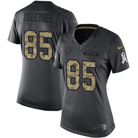 Colts #85 Andrew Ogletree Black Women's Stitched NFL Limited 2024 Salute to Service Jersey