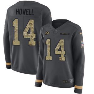 commanders #14 sam howell anthracite salute to service women's stitched nfl limited therma long sleeve elite jersey