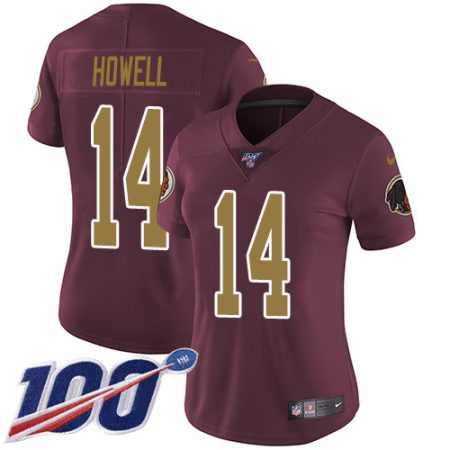 commanders #14 sam howell burgundy red alternate women's stitched nfl 100th season vapor limited elite jersey