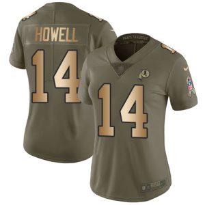 commanders #14 sam howell olive/gold women's stitched nfl limited 2024 salute to service elite jersey