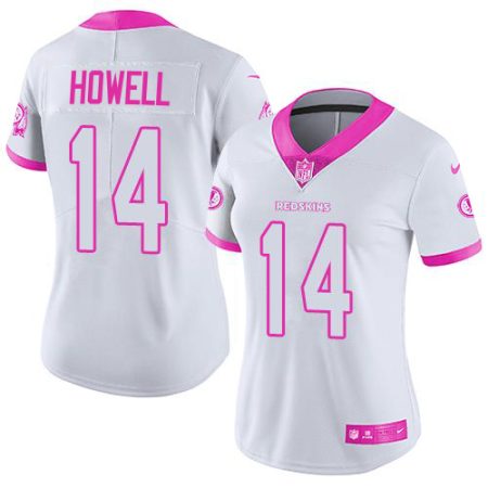 commanders #14 sam howell white/pink women's stitched nfl limited rush fashion cheap jersey