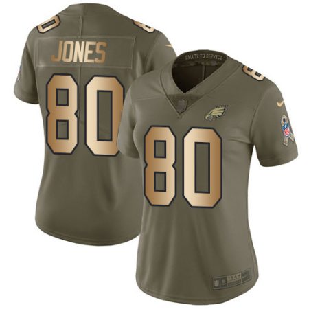 elite Eagles #80 Julio Jones Olive/Gold Women's Stitched NFL Limited 2024 Salute To Service Jersey