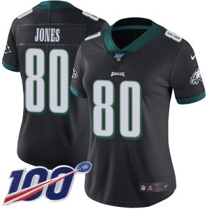 Eagles #80 Julio Jones Black Alternate Women's Stitched NFL 100th Season Vapor Untouchable Limited Jersey