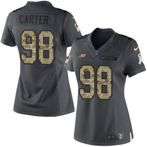 elite Eagles #98 Jalen Carter Black Women's Stitched NFL Limited 2024 Salute to Service Jersey