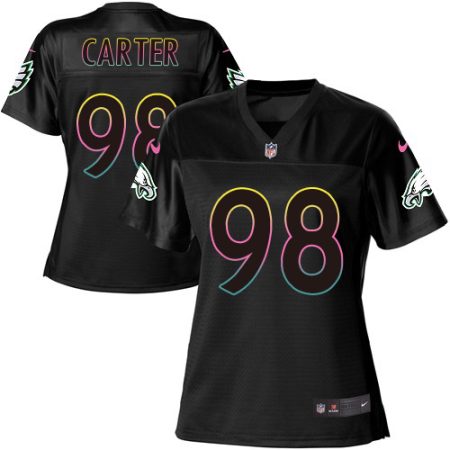 cheap Eagles #98 Jalen Carter Black Women's NFL Fashion Game Jersey