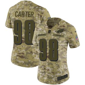 Eagles #98 Jalen Carter Camo Women's Stitched NFL Limited 2024 Salute To Service Jersey