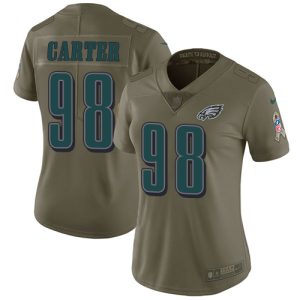 elite Eagles #98 Jalen Carter Olive Women's Stitched NFL Limited 2024 Salute To Service Jersey