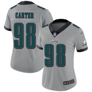 Eagles #98 Jalen Carter Silver Women's Stitched NFL Limited Inverted Legend Jersey