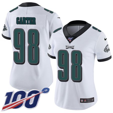 eagles #98 jalen carter white women's stitched nfl 100th season vapor untouchable limited cheap jersey