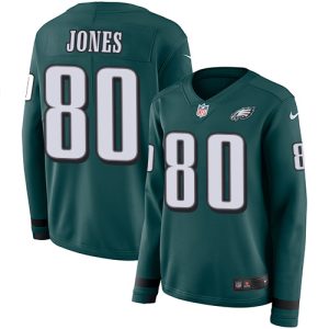 eagles #80 julio jones green team color women's stitched nfl limited therma long sleeve elite jersey