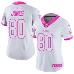 eagles #80 julio jones white/pink women's stitched nfl limited rush fashion cheap jersey