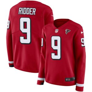 cheap Falcons #5 Desmond Ridder Red Team Color Women's Stitched NFL Limited Therma Long Sleeve Jersey