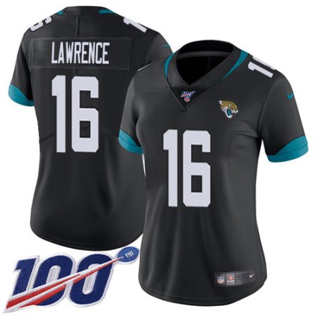 cheap Jaguars #16 Trevor Lawrence Black Team Color Women's Stitched NFL 100th Season Vapor Untouchable Limited Jersey