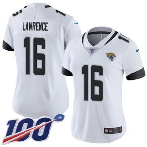 cheap Jaguars #16 Trevor Lawrence White Women's Stitched NFL 100th Season Vapor Untouchable Limited Jersey