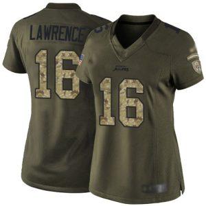 jaguars #16 trevor lawrence green women's stitched nfl limited 2024 salute to service wholesale jersey