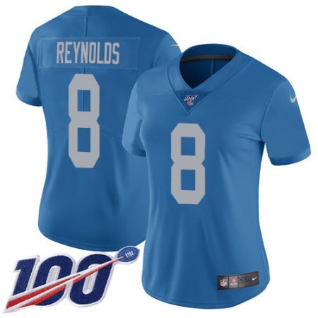 wholesale Lions #8 Josh Reynolds Blue Throwback Women's Stitched NFL 100th Season Vapor Untouchable Limited Jersey