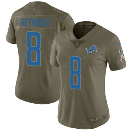 Lions #8 Josh Reynolds Olive Women's Stitched NFL Limited 2024 Salute To Service Jersey