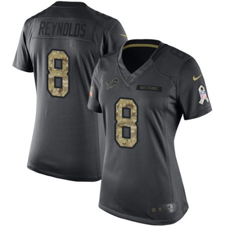 Lions #8 Josh Reynolds Black Women's Stitched NFL Limited 2024 Salute to Service Jersey