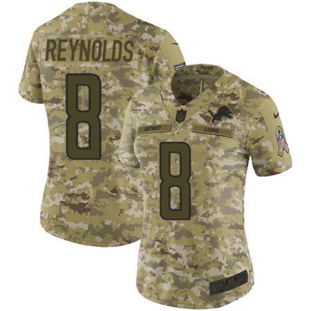 wholesale Lions #8 Josh Reynolds Camo Women's Stitched NFL Limited 2024 Salute To Service Jersey