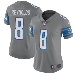 lions #8 josh reynolds gray women's stitched nfl limited rush elite jersey