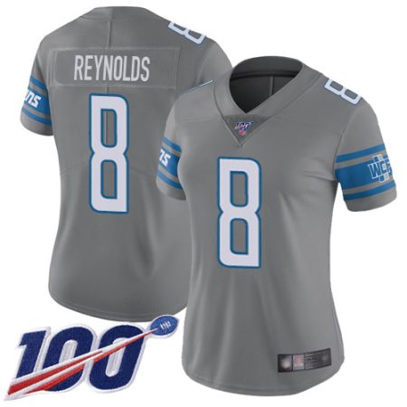 cheap Lions #8 Josh Reynolds Gray Women's Stitched NFL Limited Rush 100th Season Jersey