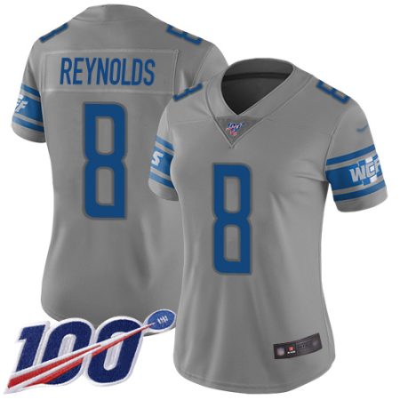 wholesale Lions #8 Josh Reynolds Gray Women's Stitched NFL Limited Inverted Legend 100th Season Jersey