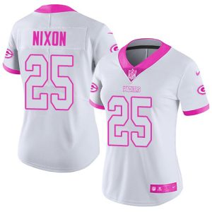 wholesale Packers #25 Keisean Nixon White/Pink Women's Stitched NFL Limited Rush Fashion Jersey