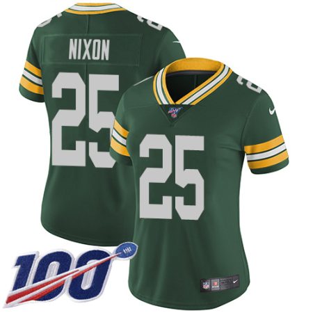 Packers #25 Keisean Nixon Green Team Color Women's Stitched NFL 100th Season Vapor Untouchable Limited Jersey