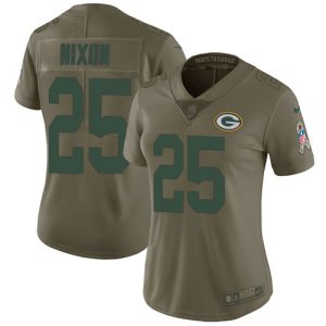 elite Packers #25 Keisean Nixon Olive Women's Stitched NFL Limited 2024 Salute To Service Jersey