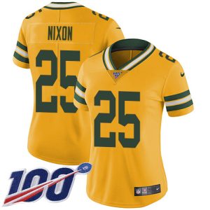 packers #25 keisean nixon yellow women's stitched nfl limited rush cheap jersey