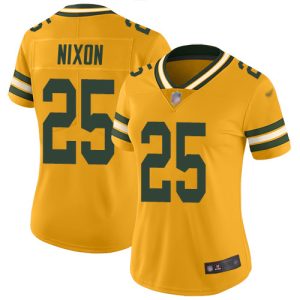 Packers #25 Keisean Nixon Gold Women's Stitched NFL Limited Inverted Legend 100th Season Jersey