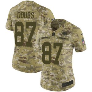 cheap Packers #87 Romeo Doubs Camo Women's Stitched NFL Limited 2024 Salute To Service Jersey