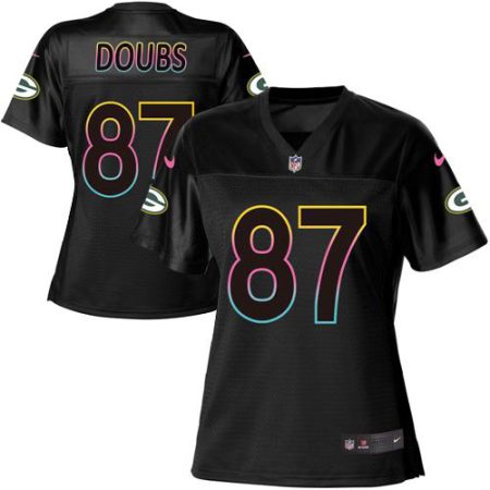 Packers #87 Romeo Doubs Black Women's NFL Fashion Game Jersey