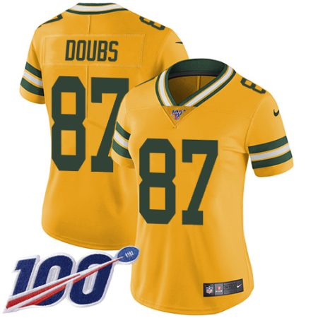 cheap Packers #87 Romeo Doubs Yellow Women's Stitched NFL Limited Rush Jersey