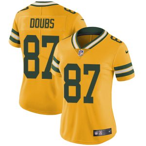 Packers #87 Romeo Doubs Yellow Women's 100th Season Stitched NFL Limited Rush Jersey