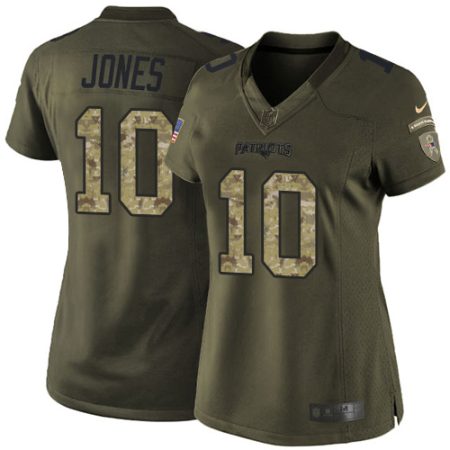 Patriots #10 Mac Jones Green Women's Stitched NFL Limited 2024 Salute To Service Jersey