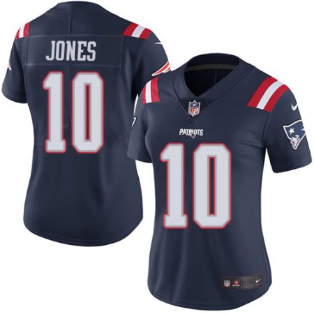 patriots #10 mac jones navy blue women's stitched nfl limited rush cheap jersey