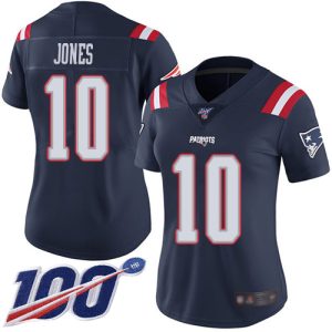 patriots #10 mac jones navy blue women's stitched nfl limited rush 100th season cheap jersey