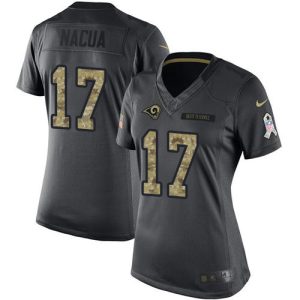 Rams #17 Puka Nacua Black Women's Stitched NFL Limited 2024 Salute to Service Jersey