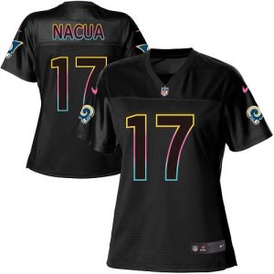 Rams #17 Puka Nacua Black Women's NFL Fashion Game Jersey